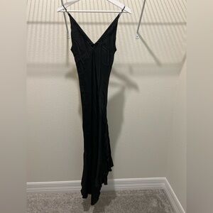 H&M Black Silk Slip Dress Maxi, Size: XS